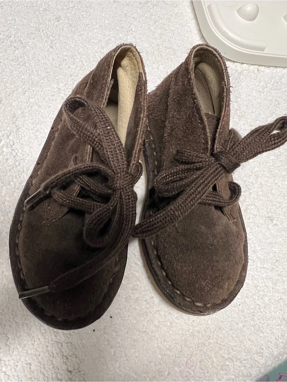 Nordstrom Brown Suede & Leather Lace-Up Baby Shoes